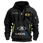 Hoodie Half Zipper Exclusive Logo Gift For Affordable Sedan Enthusiasts CAR113 - Black