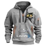 Hoodie Half Zipper Exclusive Logo Gift For Compact Car Enthusiasts CAR113 - Gray