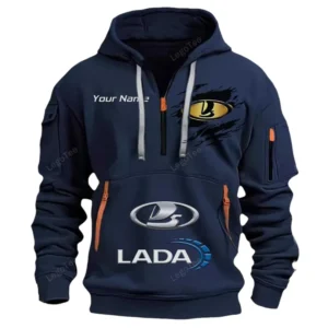 Hoodie Half Zipper Exclusive Logo Gift For Sedan Enthusiasts CAR113 - Navy