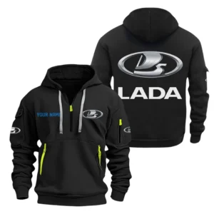Hatchback Hoodie Half Zipper, All Over Print Hoodie Gift For Hatchback Enthusiasts CAR200 - Black