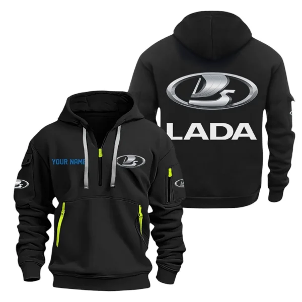 Hatchback Hoodie Half Zipper, All Over Print Hoodie Gift For Hatchback Enthusiasts CAR200 - Black