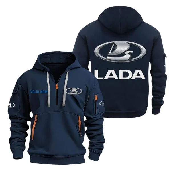 Exclusive Logo Hoodie Half Zipper For Urban Vehicle Enthusiasts, Gift For Urban Vehicle Fans CAR200 - Navy