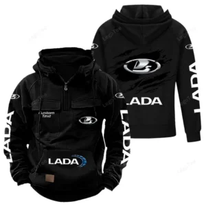 City Car Tactical Quarter Zip Hoodie, Exclusive Logo Hoodie For Car Enthusiasts CAR122 - Black