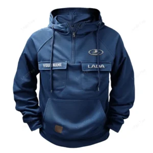 Urban Vehicle Tactical Quarter Zip Hoodie, Exclusive Logo Hoodie For Car Enthusiasts CAR109 - Dark Blue