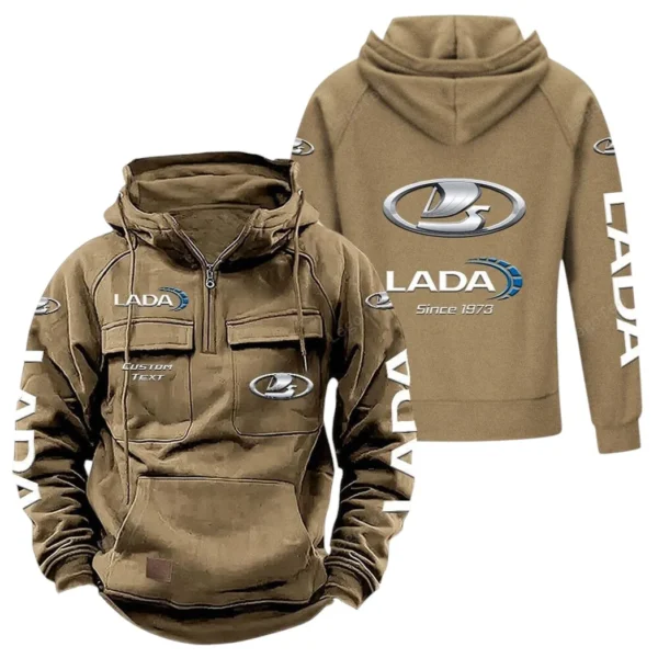 City Car Tactical Quarter Zip Hoodie, Exclusive Logo Hoodie For Car Enthusiasts CAR960 - Khaki