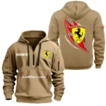 Sports Auto Hoodie Half Zipper, All Over Print Hoodie Gift For Sports Auto Enthusiasts CAR170 - Khaki