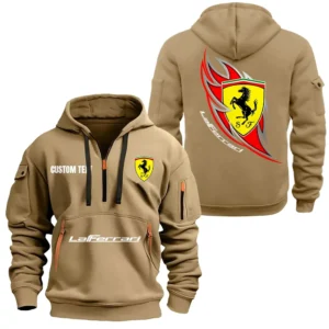 Sports Auto Hoodie Half Zipper, All Over Print Hoodie Gift For Sports Auto Enthusiasts CAR170 - Khaki