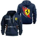 Luxury Coupe Hoodie Half Zipper, All Over Print Hoodie Gift For Luxury Coupe Enthusiasts CAR170 - Navy