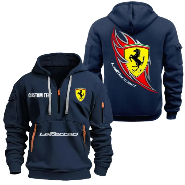 Luxury Coupe Hoodie Half Zipper, All Over Print Hoodie Gift For Luxury Coupe Enthusiasts CAR170 - Navy