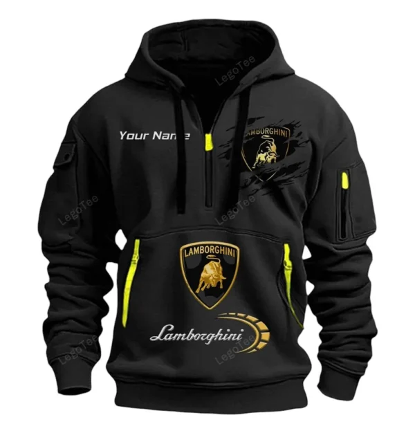 Hoodie Half Zipper Exclusive Logo Gift For Sports Auto Enthusiasts CAR113 - Black