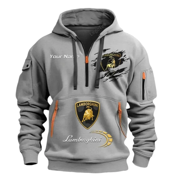 Hoodie Half Zipper Exclusive Logo Gift For Auto Exotic Coupe Enthusiasts CAR113 - Gray
