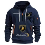 Hoodie Half Zipper Exclusive Logo Gift For Luxury Car Enthusiasts CAR113 - Navy