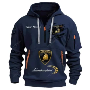 Hoodie Half Zipper Exclusive Logo Gift For Luxury Car Enthusiasts CAR113 - Navy