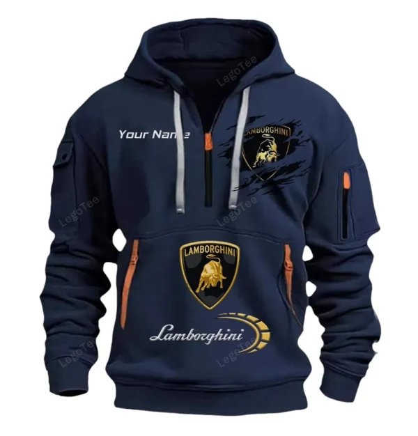 Hoodie Half Zipper Exclusive Logo Gift For Luxury Car Enthusiasts CAR113 - Navy