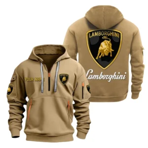 Sports Auto Hoodie Half Zipper, All Over Print Hoodie Gift For Sports Auto Enthusiasts CAR200 - Khaki