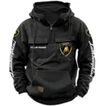 Two-Door Sports Coupe Tactical Quarter Zip Hoodie, Exclusive Logo Hoodie For Car Enthusiasts CAR164 - Black