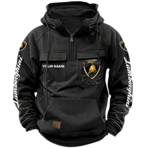 Two-Door Sports Coupe Tactical Quarter Zip Hoodie, Exclusive Logo Hoodie For Car Enthusiasts CAR164 - Black