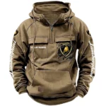 Iconic Supercar Ride Tactical Quarter Zip Hoodie, Exclusive Logo Hoodie For Car Enthusiasts CAR164 - Khaki