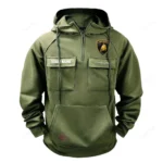 Italian Speed Machine Tactical Quarter Zip Hoodie, Exclusive Logo Hoodie For Car Enthusiasts CAR109 - Army Green