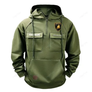 Italian Speed Machine Tactical Quarter Zip Hoodie, Exclusive Logo Hoodie For Car Enthusiasts CAR109 - Army Green