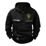 Track-Ready Supercar Tactical Quarter Zip Hoodie, Exclusive Logo Hoodie For Car Enthusiasts CAR109 - Black