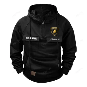 Track-Ready Supercar Tactical Quarter Zip Hoodie, Exclusive Logo Hoodie For Car Enthusiasts CAR109 - Black