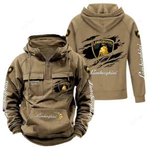 Exotic Sports Car Tactical Quarter Zip Hoodie, Exclusive Logo Hoodie For Car Enthusiasts CAR122 - Khaki
