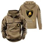 Exotic Sports Car Tactical Quarter Zip Hoodie, Exclusive Logo Hoodie For Car Enthusiasts CAR960 - Khaki