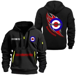 Retro Ride Hoodie Half Zipper, Exclusive Logo Hoodie For Retro Ride Enthusiasts CAR170 - Black