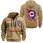 Motorbike Hoodie Half Zipper, All Over Print Hoodie Gift For Motorbike Enthusiasts CAR170 - Khaki