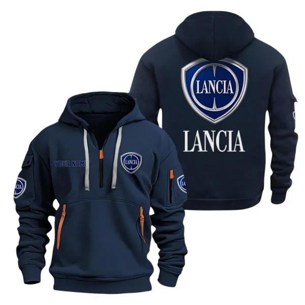 Hoodie Half Zipper Exclusive Logo Gift For Retro Car Enthusiasts CAR200 - Navy