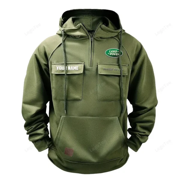 Outdoor Lifestyle Vehicle Tactical Quarter Zip Hoodie, Exclusive Logo Hoodie For Car Enthusiasts CAR109 - Army Green