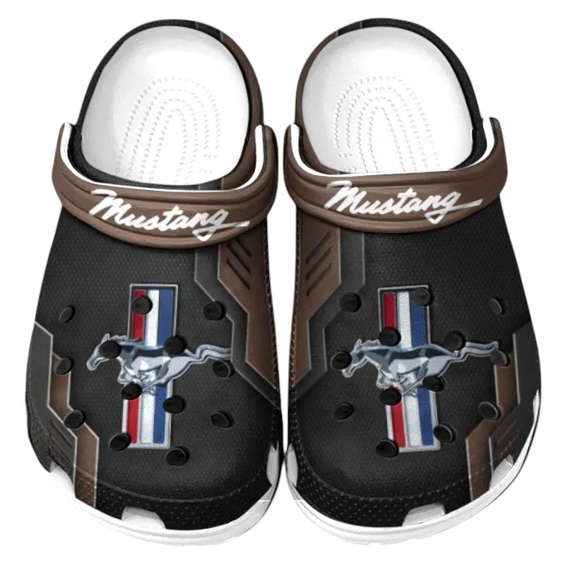 Legendary American Car Culture Clog, Stylish All Over Print Lightweight Shoes for Auto Fans and Streetwear Style CAR185 - Brown