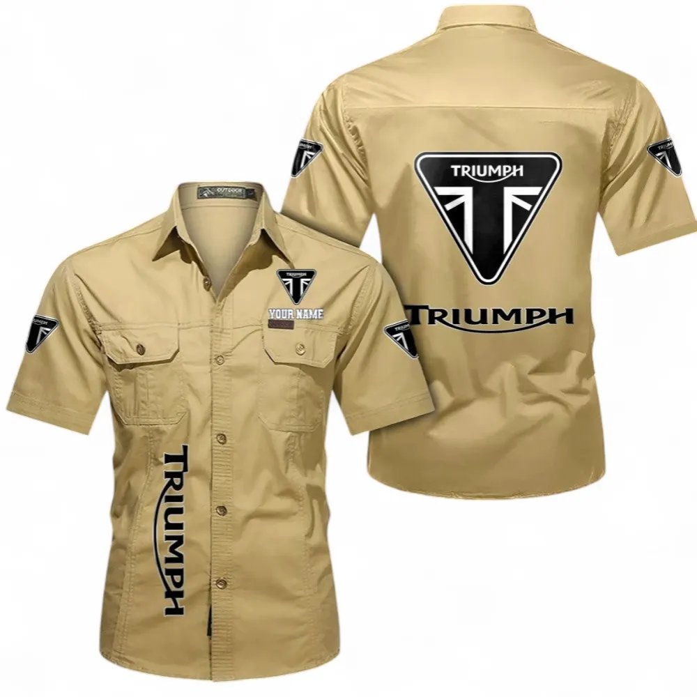 Legendary Two-Wheeler Men's Classic Short Sleeve Shirt, Custom Name CAR392 - Khaki
