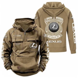 High-End Coupe Tactical Quarter Zip Hoodie, Exclusive Logo Hoodie For Car Enthusiasts CAR106 - Khaki