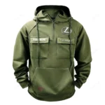 Grand Touring Auto Tactical Quarter Zip Hoodie, Exclusive Logo Hoodie For Car Enthusiasts CAR109 - Army Green
