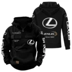 Hybrid Luxury Car Tactical Quarter Zip Hoodie, Exclusive Logo Hoodie For Car Enthusiasts CAR960 - Black