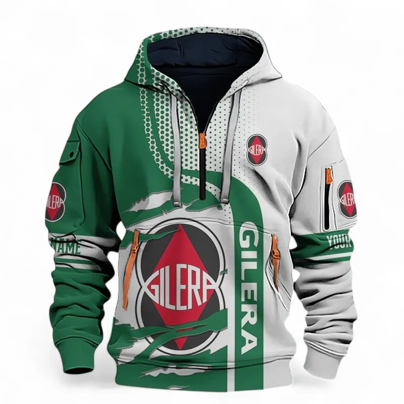 Lightweight Two-Wheeler Hoodie Half Zip 3D, Urban Style & Relaxed Fit Hoodie For Car Lovers CAR398 - Green