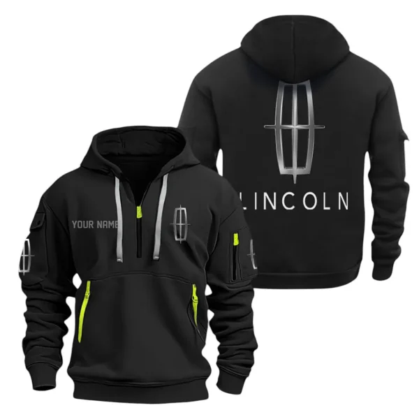 Hoodie Half Zipper Exclusive Logo Gift For Elegant Auto Enthusiasts CAR200 - Black