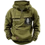 Full-Size Sedan Tactical Quarter Zip Hoodie, Exclusive Logo Hoodie For Car Enthusiasts CAR164 - Army Green