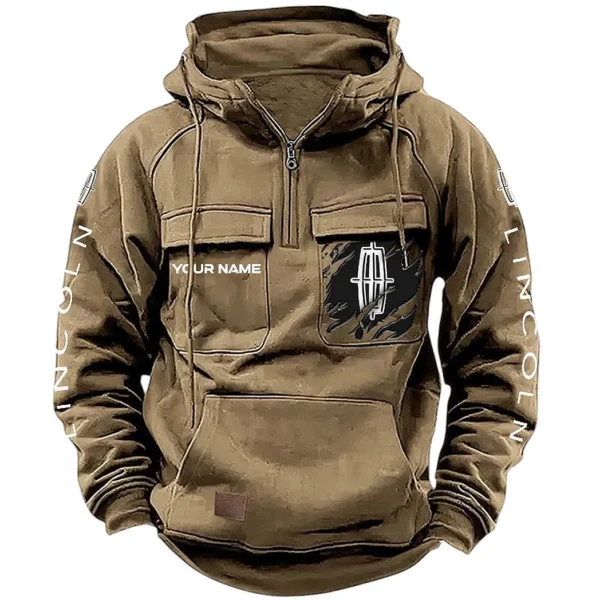 Elegant Auto Tactical Quarter Zip Hoodie, Exclusive Logo Hoodie For Car Enthusiasts CAR164 - Khaki