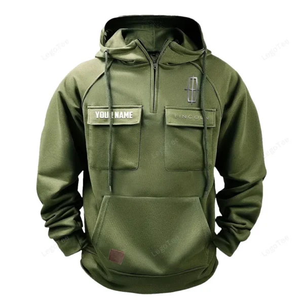 Premium Road Car Tactical Quarter Zip Hoodie, Exclusive Logo Hoodie For Car Enthusiasts CAR109 - Army Green