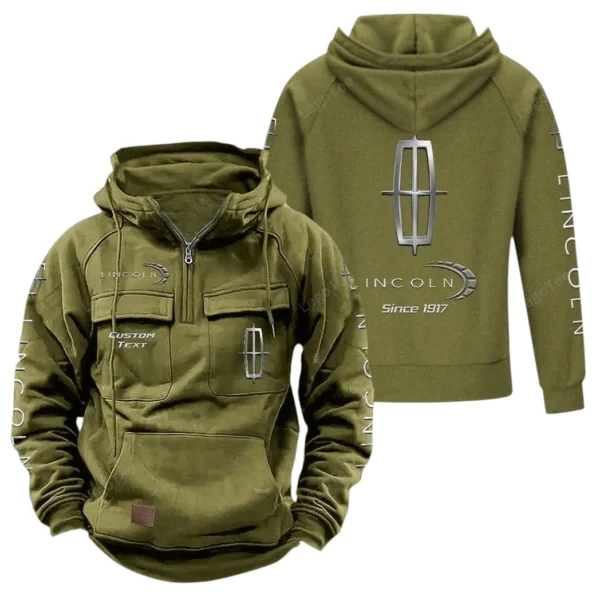 High-End Automobile Tactical Quarter Zip Hoodie, Exclusive Logo Hoodie For Car Enthusiasts CAR960 - Army Green