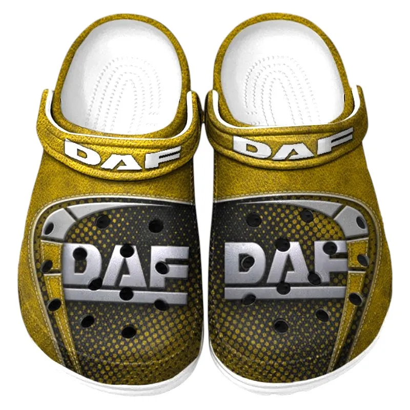 Long-Haul Vehicle Culture Clog, Stylish All Over Print Lightweight Shoes for Auto Fans and Streetwear Style CAR177 - Yellow