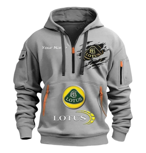 Hoodie Half Zipper Exclusive Logo Gift For Exotic Sports Car Enthusiasts CAR113 - Gray