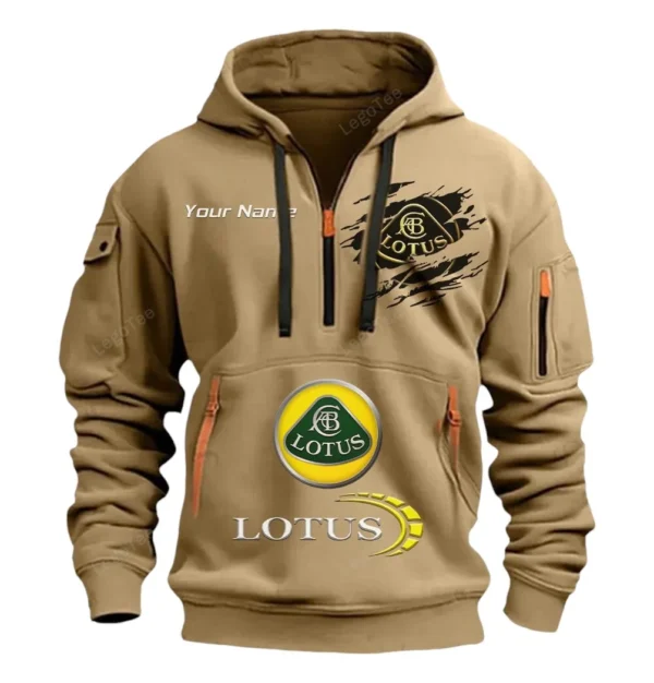 Hoodie Half Zipper Exclusive Logo Gift For Speed Machine Enthusiasts CAR113 - Khaki