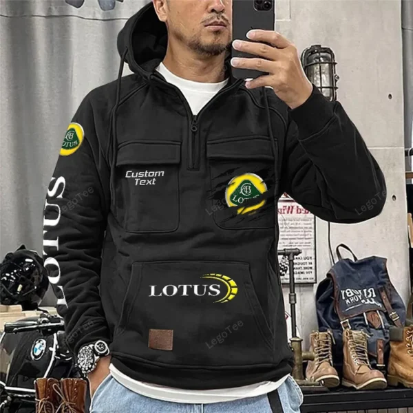 Lightweight Performance Car Tactical Quarter Zip Hoodie, Exclusive Logo Hoodie For Car Enthusiasts CAR122 - Black - Image 2