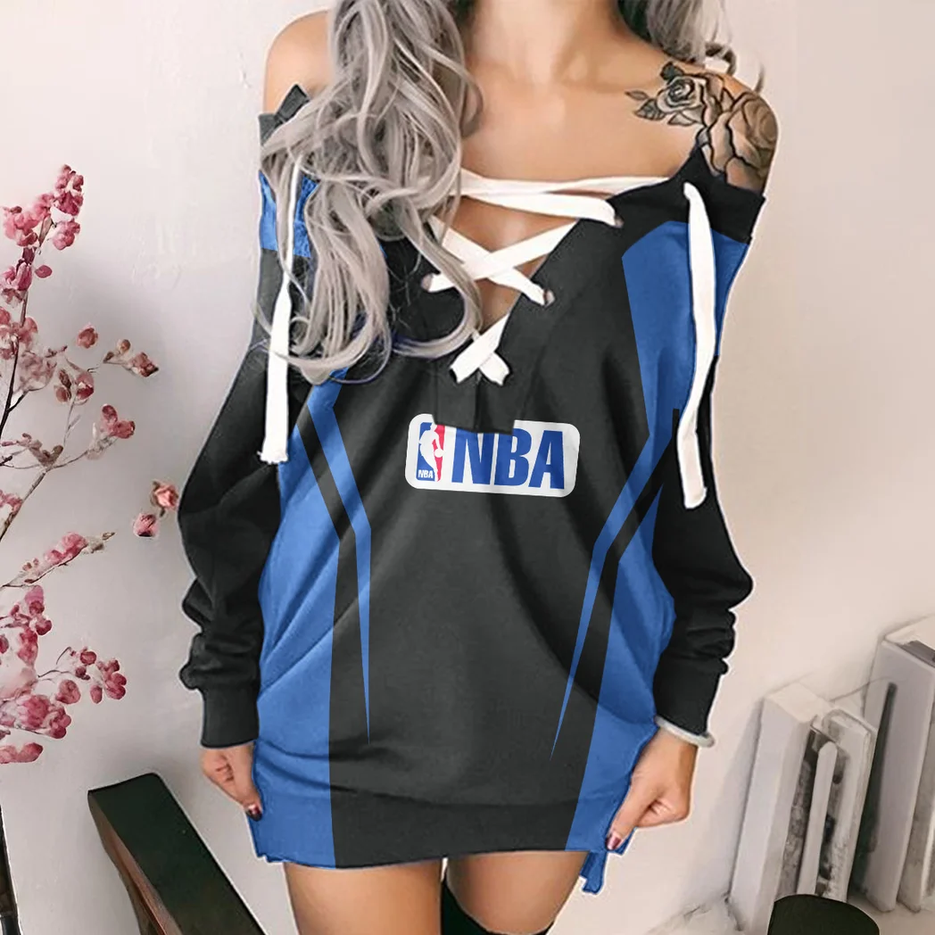 Loyal Basketball Spirit Lace-Up Sweatshirt For Women, Chic Everyday Hoodie Dress HVN1274