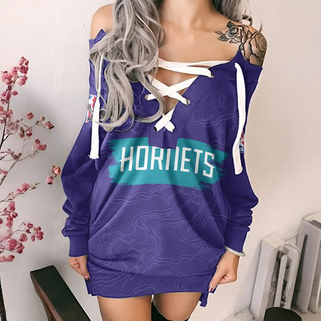 Loyal Hoop Lifestyle Lace-Up Sweatshirt For Women, Modern Lace-Up Tunic HVN1276