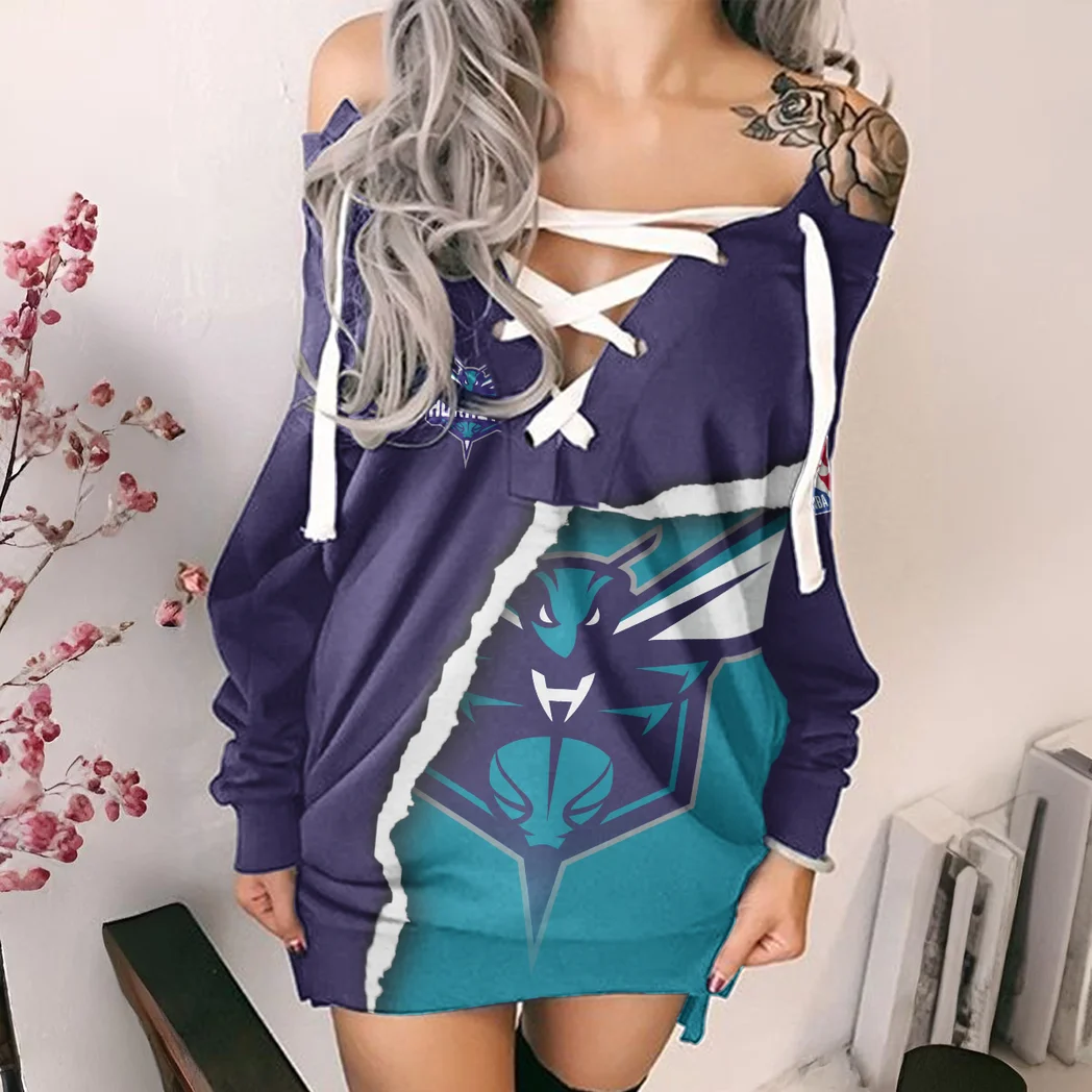 Loyal Hoop Lifestyle Lace-Up Sweatshirt For Women, Sporty Chic Hoodie Dress HVN1273